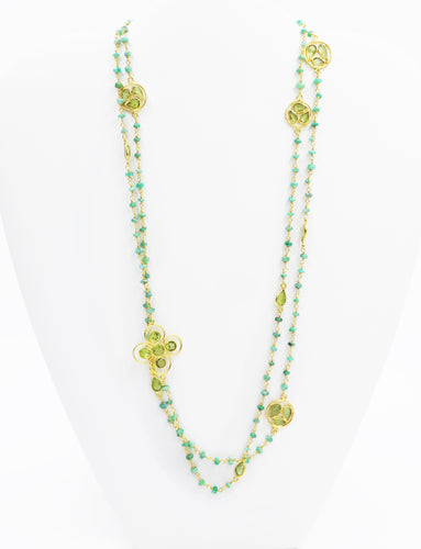 Marie Eiffel Peridot Gold Plated Long Necklace