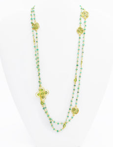 Marie Eiffel Peridot Gold Plated Long Necklace