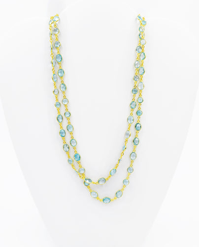 Marie Eiffel Aquamarine Gold Plated Long Necklace