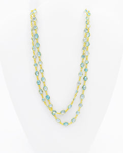 Marie Eiffel Aquamarine Gold Plated Long Necklace